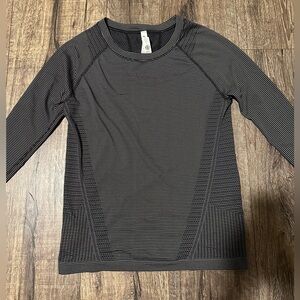 SOLD ON MERCARI | ATHLETA Striped Black and Gray Long Sleeve Athletic Top Size M